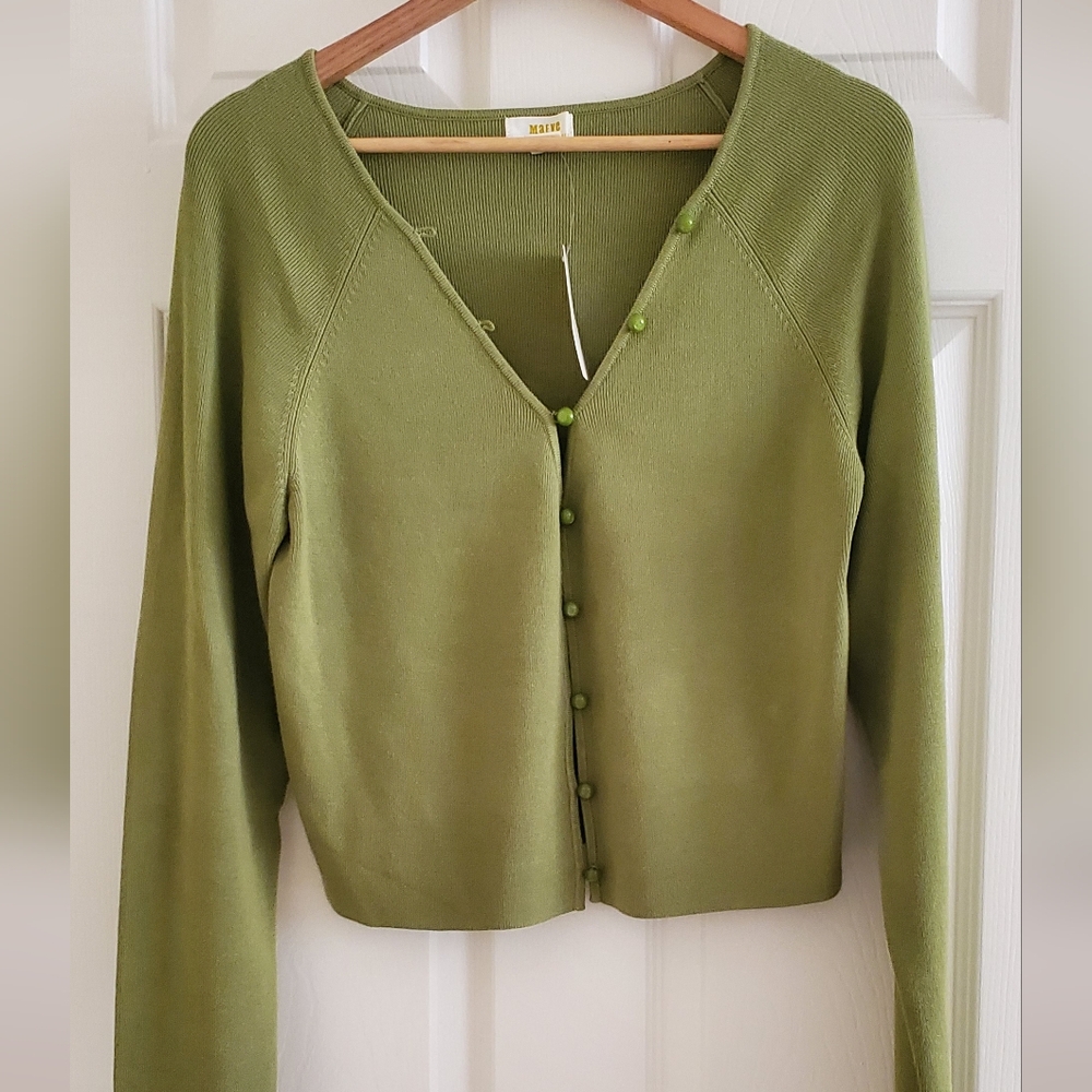 MAEVE Anthropologie Green Cardigan